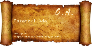Oszaczki Ada névjegykártya